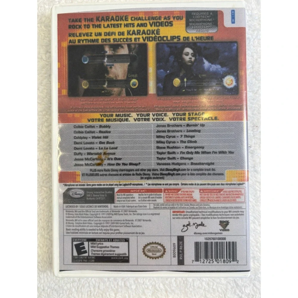 Disney Sing It Pop Hits Nintendo Wii Game Taylor Swift Jonas Brother Miley Cyrus